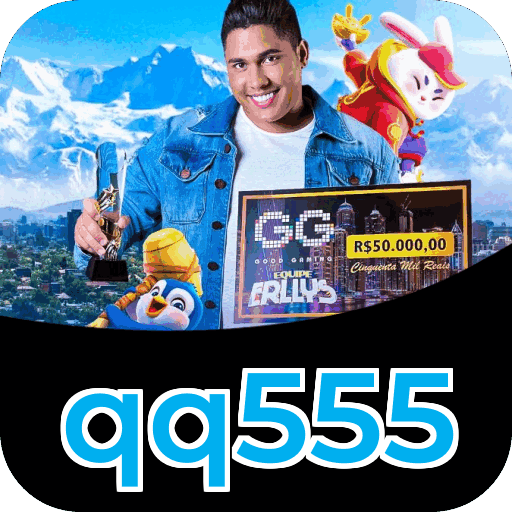 Interface do aplicativo qq555 mostrando jogos disponíveis no iOS e Android